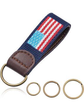 Leather USA Flag Keychain for Men & Women | Daily Use Patriotic Accessory